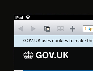 .GOV.UK site on an iPad