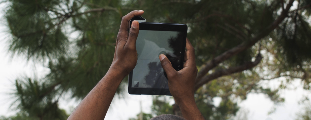 iPad being used in garden